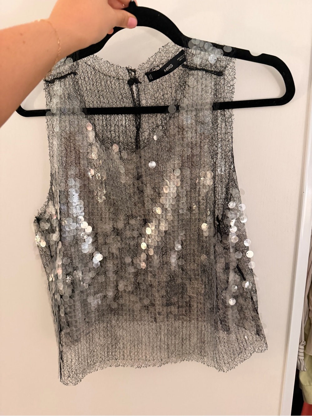 Mango Black Sheer Sequin Camisole